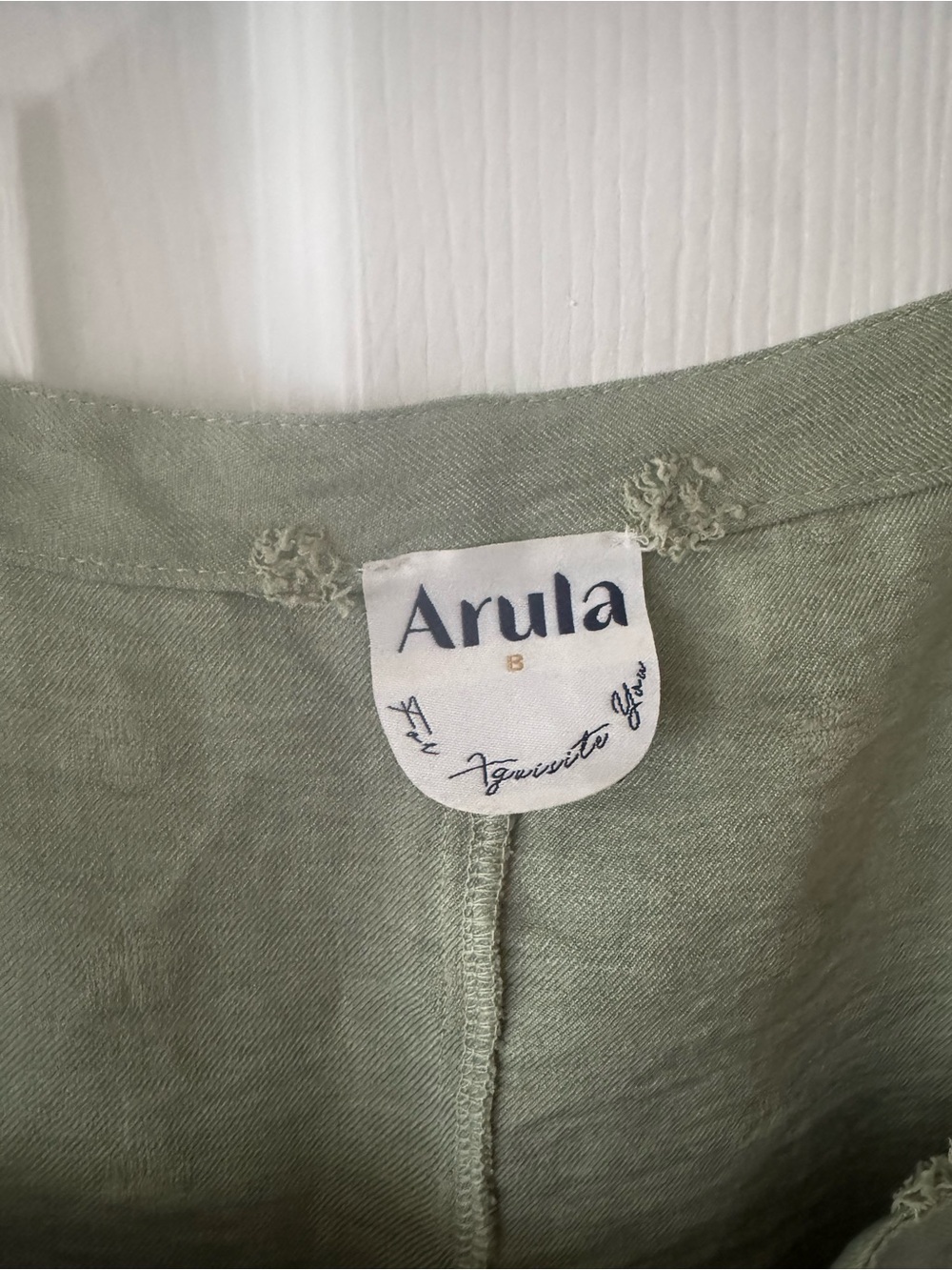 ARULA Light Sage Green Linen-Texture Pinafore - Picture 2 of 3
